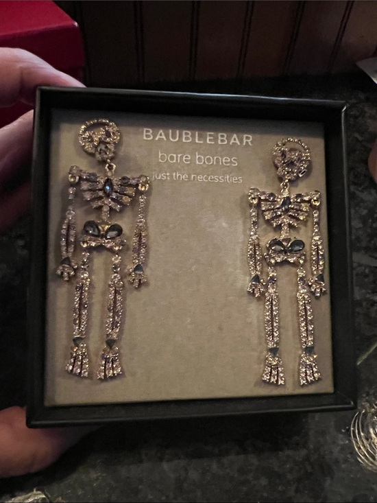 BaubleBar Jewelry - BaubleBar Gold and Black Crystal Skeleton Drop Earrings